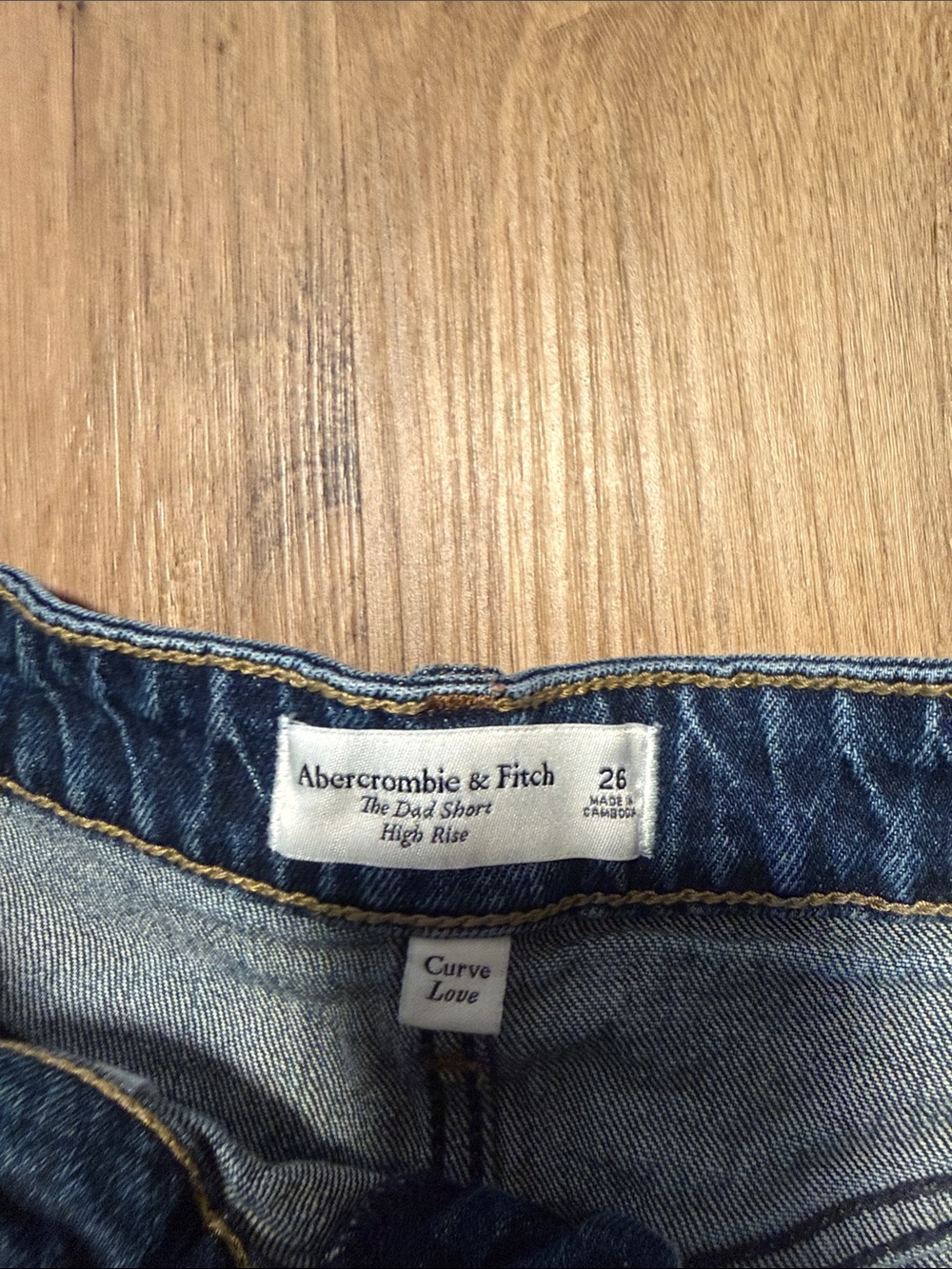Abercrombie & Fitch Dark Blue High-Rise Denim Shorts - Picture 2 of 3